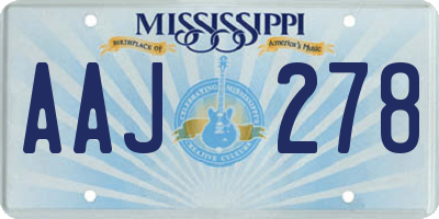 MS license plate AAJ278