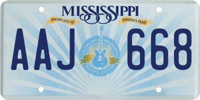 MS license plate AAJ668