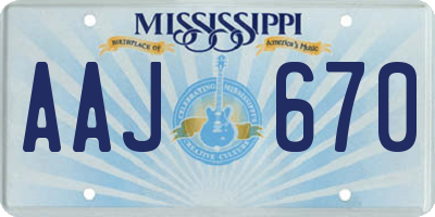 MS license plate AAJ670