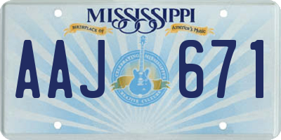 MS license plate AAJ671