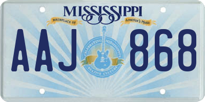 MS license plate AAJ868