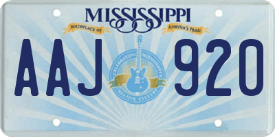 MS license plate AAJ920