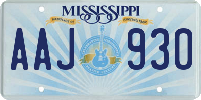 MS license plate AAJ930