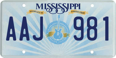 MS license plate AAJ981