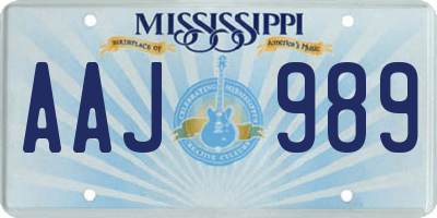 MS license plate AAJ989