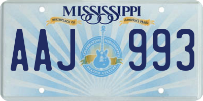 MS license plate AAJ993