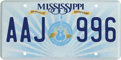 MS license plate AAJ996