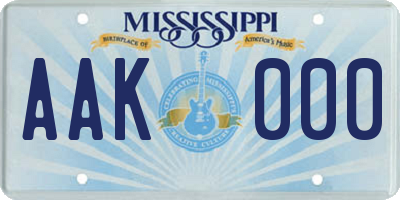 MS license plate AAK000