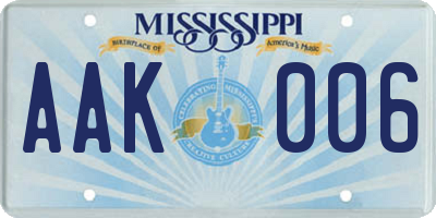 MS license plate AAK006