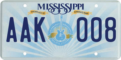 MS license plate AAK008
