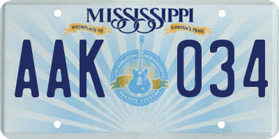 MS license plate AAK034