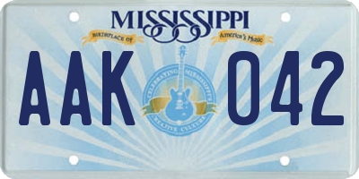 MS license plate AAK042