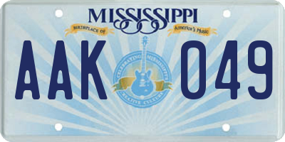 MS license plate AAK049