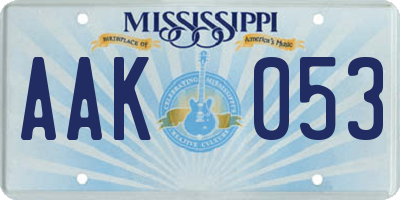 MS license plate AAK053