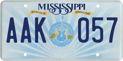 MS license plate AAK057