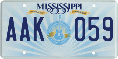 MS license plate AAK059