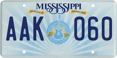 MS license plate AAK060