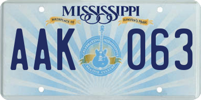 MS license plate AAK063