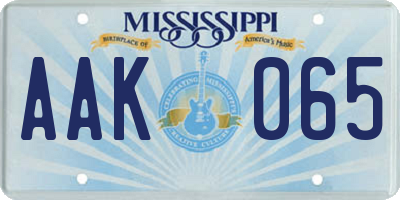 MS license plate AAK065