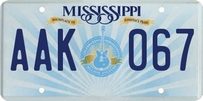 MS license plate AAK067