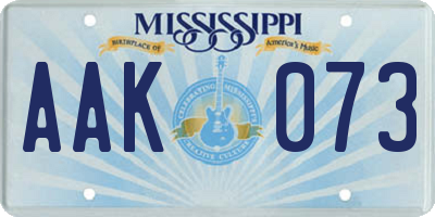 MS license plate AAK073