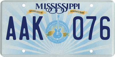 MS license plate AAK076