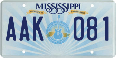 MS license plate AAK081