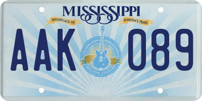 MS license plate AAK089