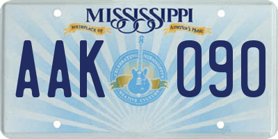 MS license plate AAK090