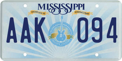 MS license plate AAK094