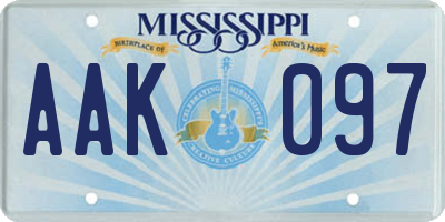MS license plate AAK097