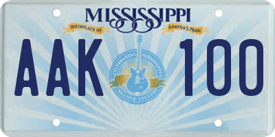 MS license plate AAK100