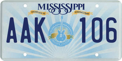 MS license plate AAK106