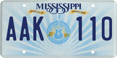 MS license plate AAK110