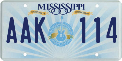 MS license plate AAK114