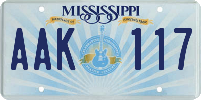 MS license plate AAK117