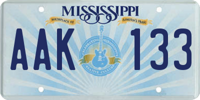 MS license plate AAK133