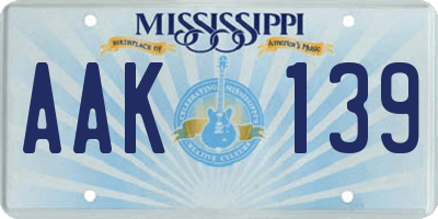 MS license plate AAK139