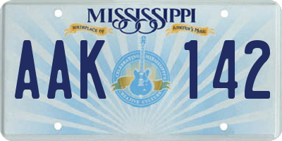 MS license plate AAK142