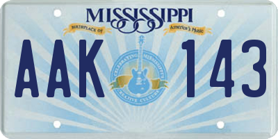 MS license plate AAK143