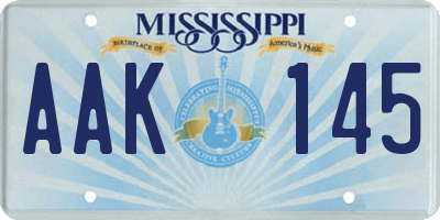 MS license plate AAK145