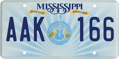 MS license plate AAK166