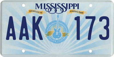 MS license plate AAK173