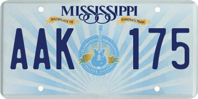 MS license plate AAK175