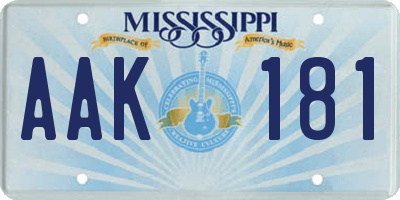 MS license plate AAK181