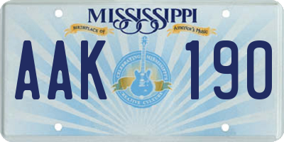 MS license plate AAK190