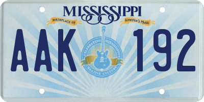 MS license plate AAK192