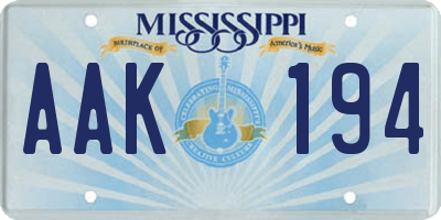 MS license plate AAK194