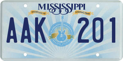 MS license plate AAK201