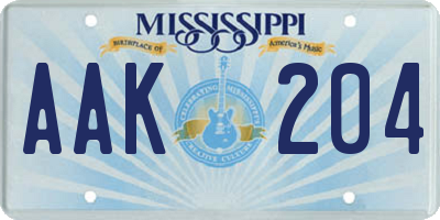 MS license plate AAK204